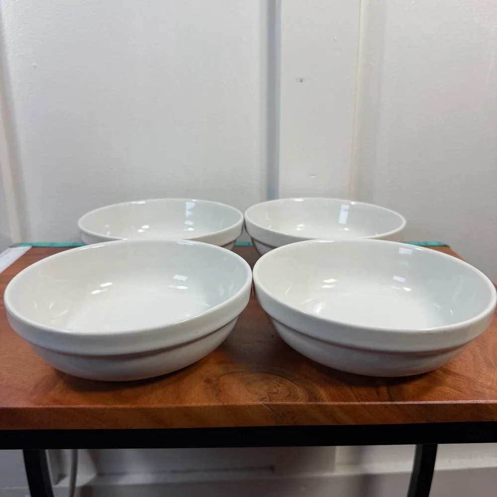 Culinary Arts Cafeware White Porcelain Pasta/Salad/soupBowls Set of 4 6-1/4